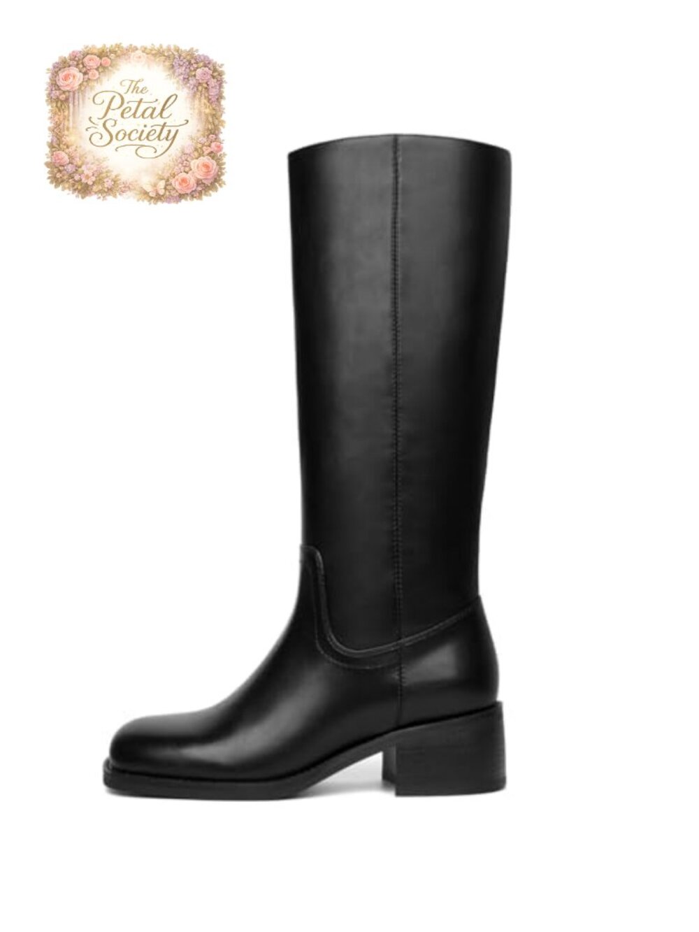Women's Knee High Square Toe Chunky Block Heel Pull On Boots